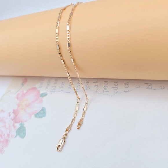 Rose Gold Figaro Chain Necklace with High Polish Finish - 44cm, XPNL0054 - Picture 7 of 12